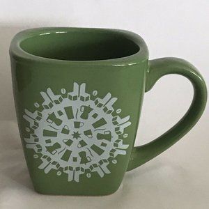 2004 Starbucks Coffee Mug Green Snowflake Heavy Collectible Winter Christmas